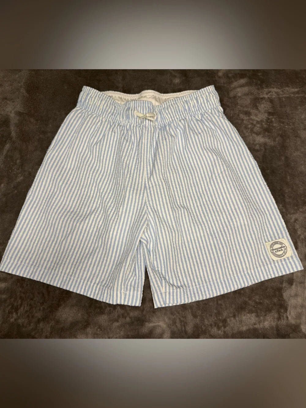 abercrombie kids seersucker Light Blue Stripes swim trucks size 9-10